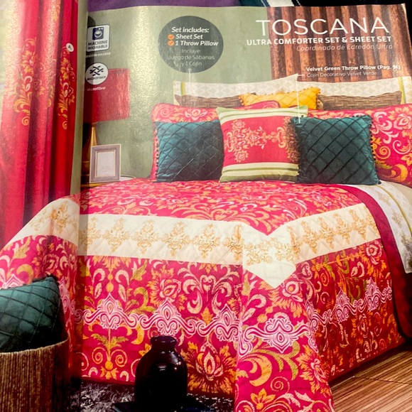 Toscana comforter set and sheet set. Prices is listed by size.Toscana Curtains